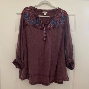 NWT Style and co maroon floral top